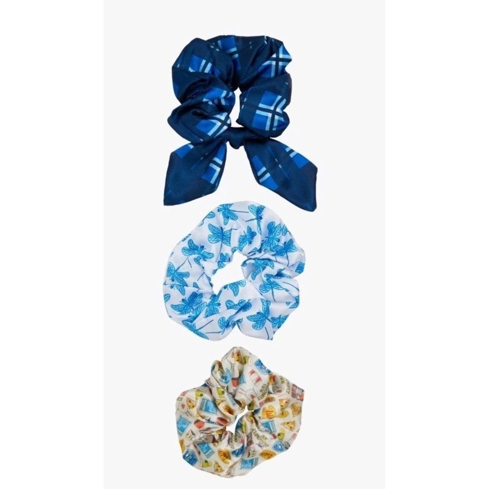 NEW Gilmore Girls Hair Scrunchie 3 Pc Set‎ Dragonflies, Stars Hollow AOP Icons
